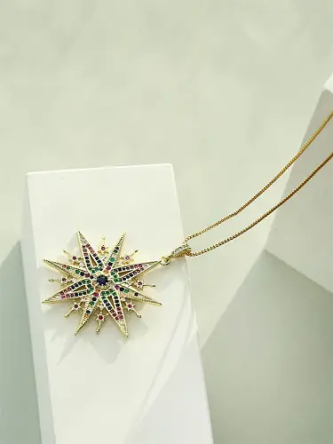 Brass Cubic Zirconia Star Vintage Necklace