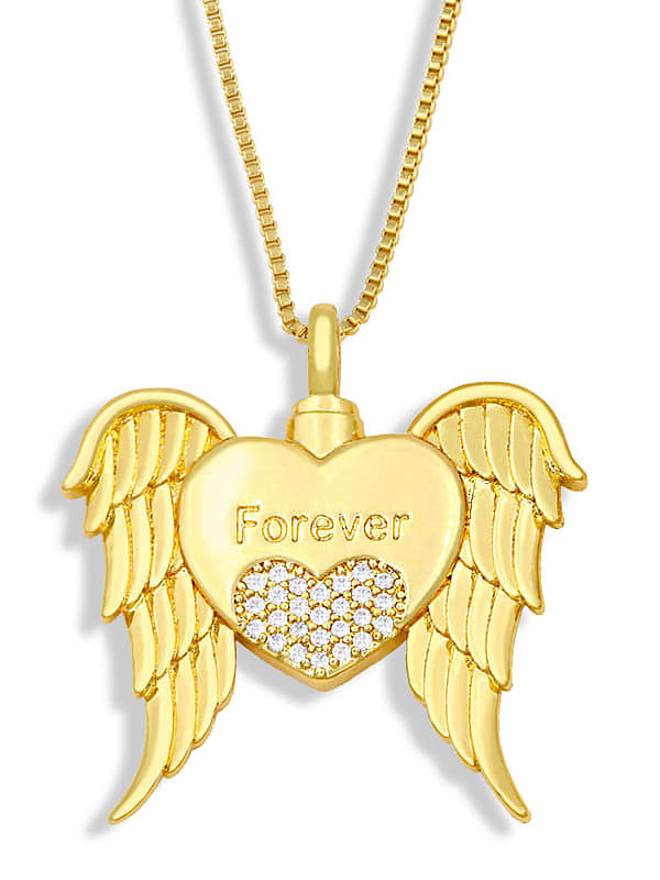 Brass Cubic Zirconia Wing Vintage Necklace