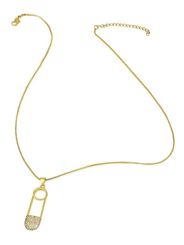 Brass Cubic Zirconia Geometric Minimalist Regligious Necklace