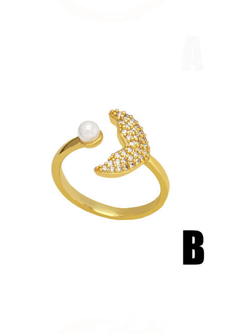 Brass Imitation Pearl Geometric Vintage Band Ring