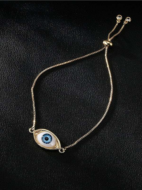 Brass Enamel Evil Eye Vintage Adjustable Bracelet