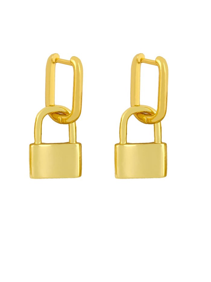 Brass Locket Minimalist Huggie Earring