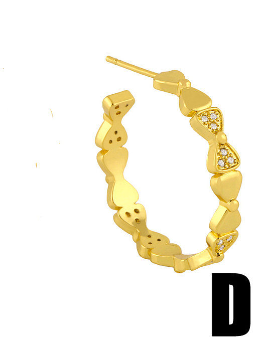 Brass Rhinestone Geometric Vintage Hoop Earring