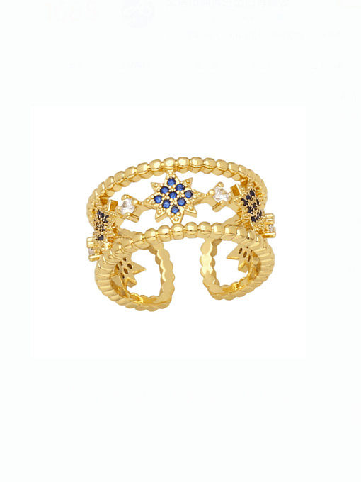 Brass Cubic Zirconia Pentagram Vintage Stackable Ring
