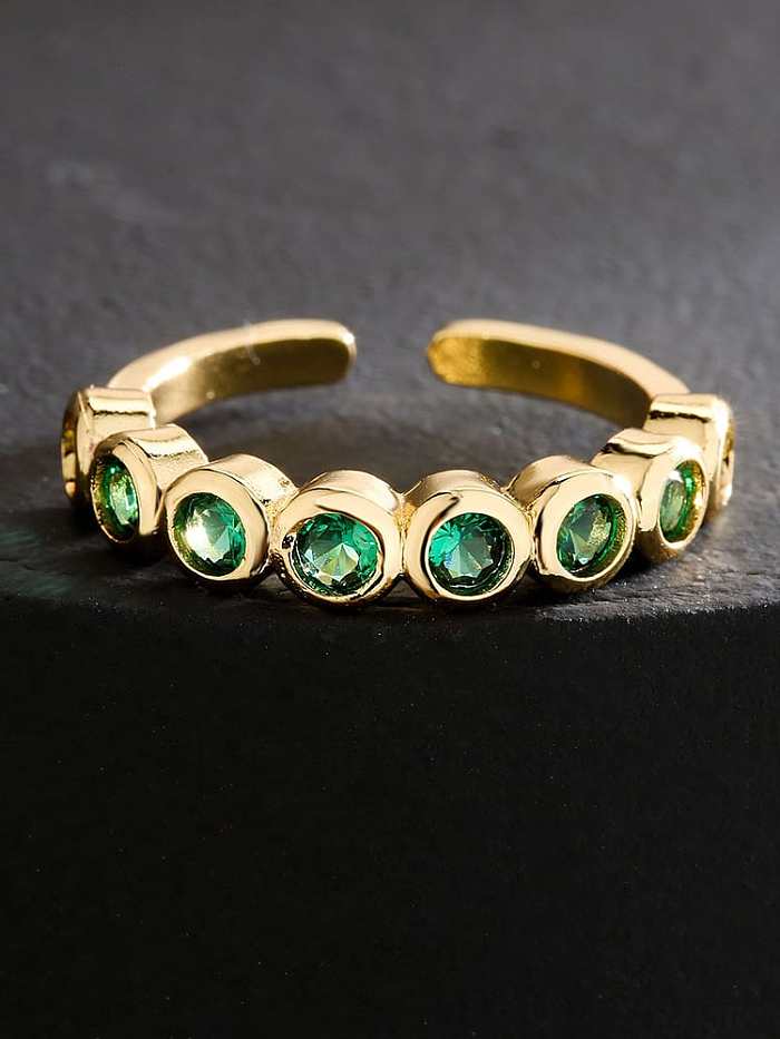 Messing Zirkonia geometrischer Vintage stapelbarer Ring