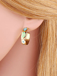 Brass Enamel Evil Eye Minimalist Stud Earring