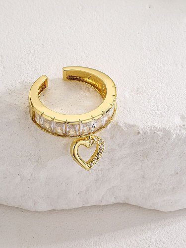 Brass Cubic Zirconia Geometric Hip Hop Band Ring