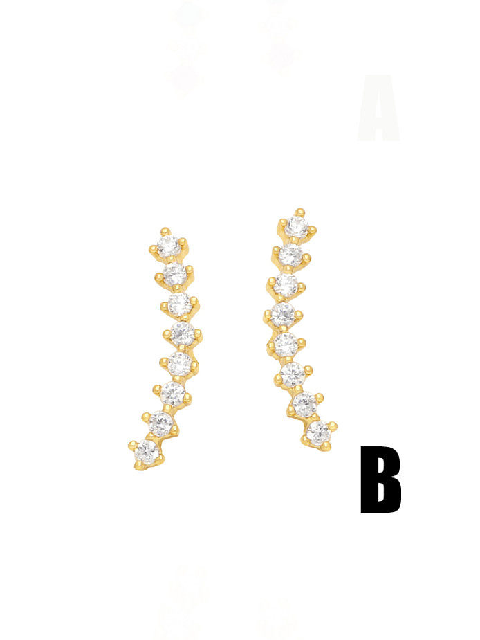Brass Cubic Zirconia Cross Minimalist Stud Earring