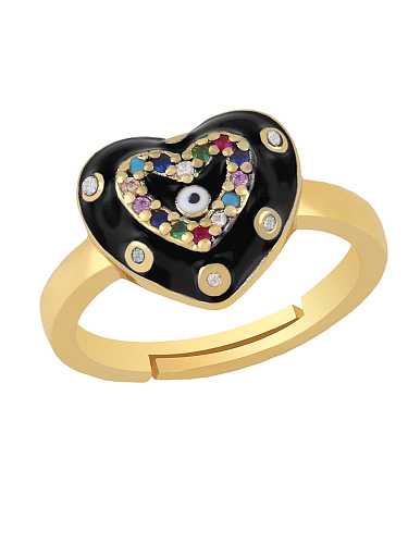 Messing-Emaille-Strass-Herz-Böhmen-Band-Ring
