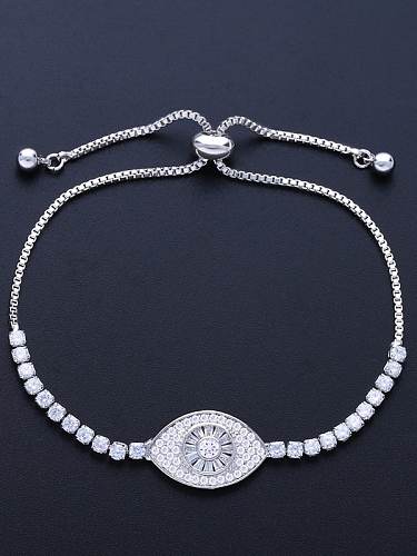 Bracelet Réglable Minimaliste en Laiton Cubic Zirconia Evil Eye