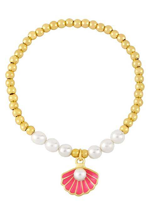 Bracelet de perles ethniques irrégulières en émail de perle d'imitation en laiton