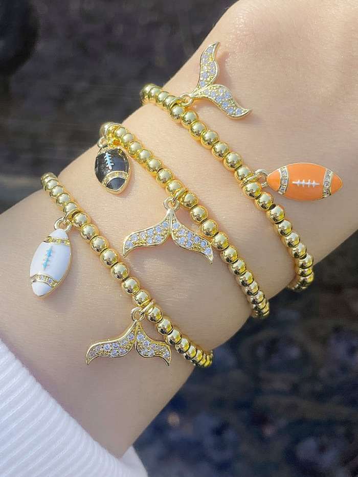 Bracelet Vintage Perlé Sirène Cubic Zirconia en Laiton