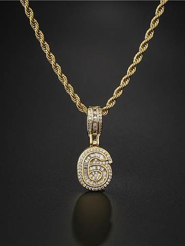 Brass Cubic Zirconia Trend Number Pendant