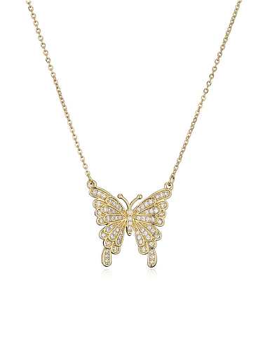Messing Zirkonia Vintage Schmetterling Anhänger Halskette