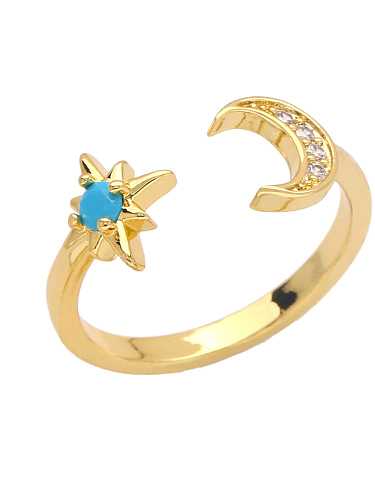 Brass Cubic Zirconia Star Evil Eye Trend Band Ring