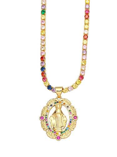 Brass Cubic Zirconia Religious Vintage Regligious Necklace
