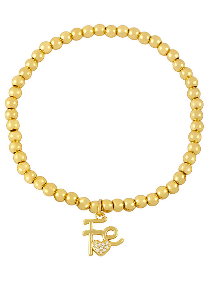 Brass Rhinestone Heart Vintage Beaded Bracelet