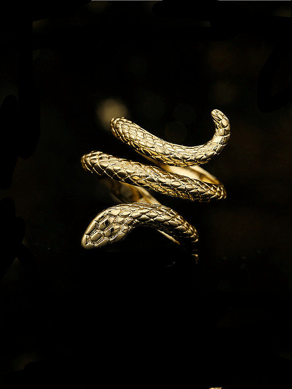 خاتم خمر من النحاس الأصفر على شكل ثعبان
