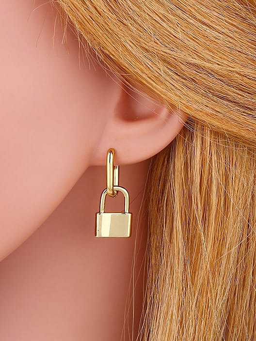 Brass Locket Minimalist Huggie Earring