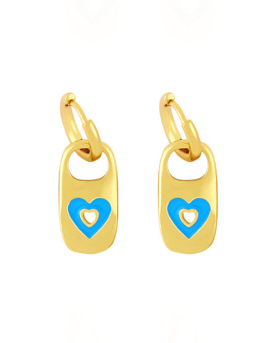 Brass Enamel Heart Hip Hop Huggie Earring