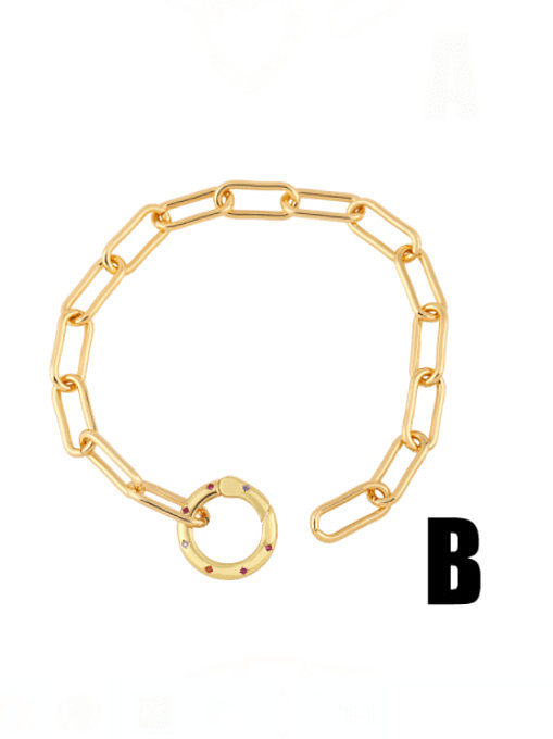 Brass Rhinestone Round Vintage Link Bracelet