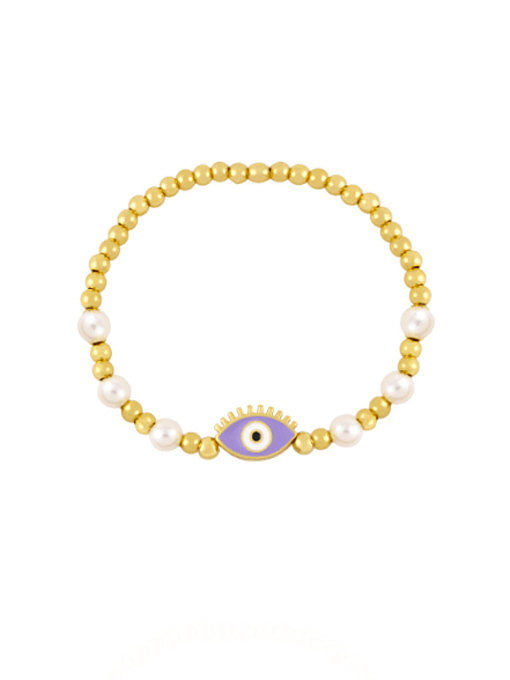 Bracelet en perles d'imitation en laiton avec tissage de perles vintage
