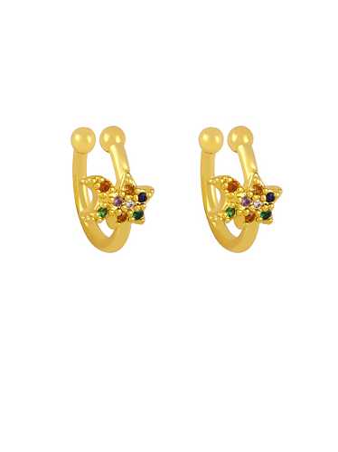 Brass Cubic Zirconia Evil Eye Vintage Huggie Earring