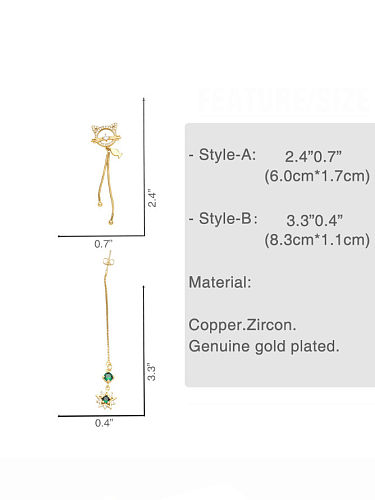 Brass Cubic Zirconia Tassel Minimalist Threader Earring