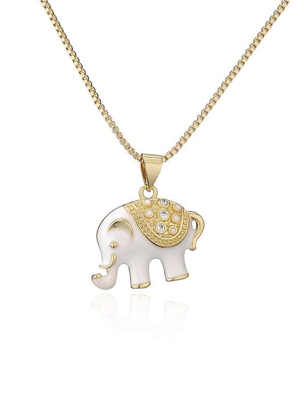 Collier Tendance Éléphant en Laiton Strass Émail