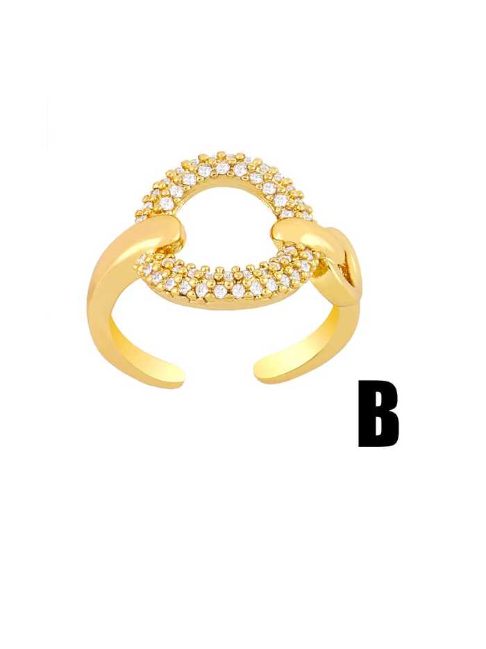 Brass Cubic Zirconia Geometric Hip Hop Band Ring