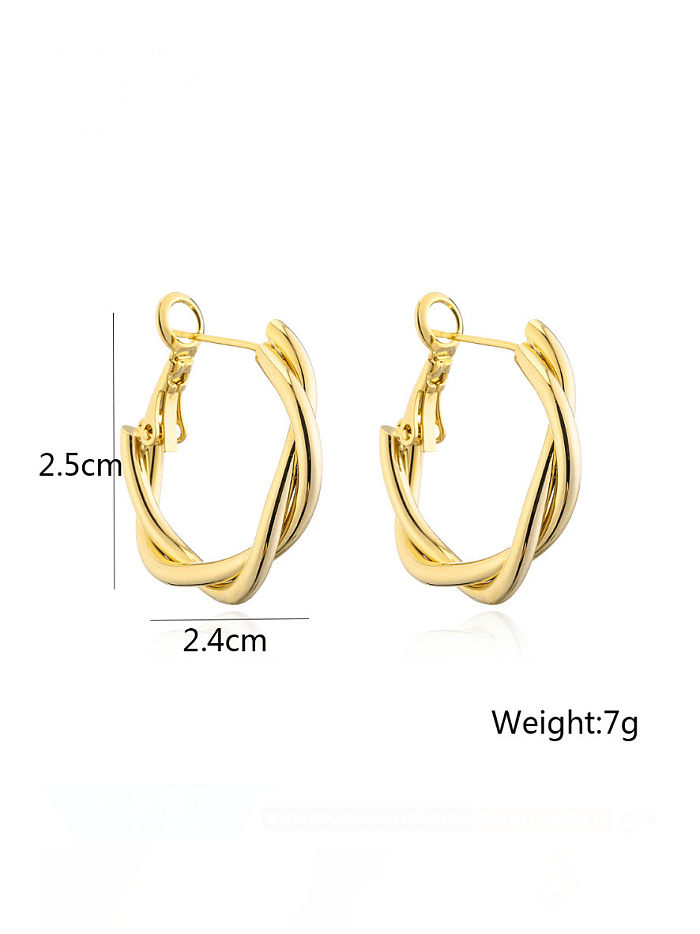 Brass Twist Hollow Geometric Minimalist Huggie Earring