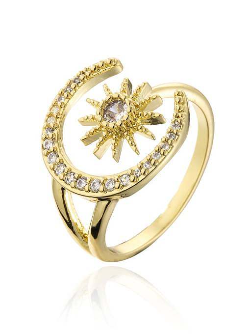 Brass Cubic Zirconia Geometric Vintage Band Ring