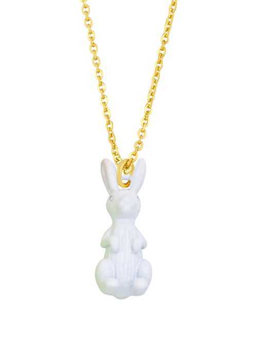 Brass Enamel Rabbit Vintage Necklace