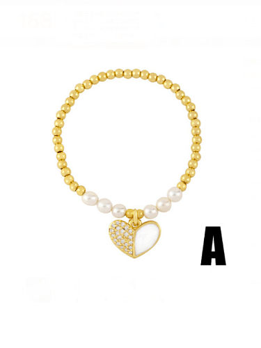 Brass Imitation Pearl Letter Vintage Beaded Bracelet