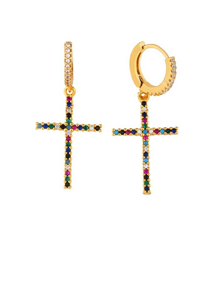 Brass Cubic Zirconia Heart Ethnic Huggie Earring
