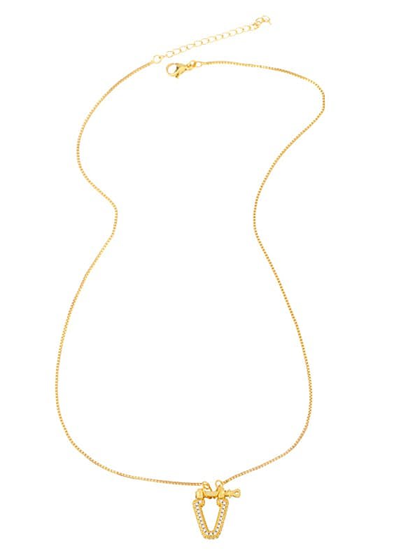 Brass Cubic Zirconia Geometric Vintage Necklace