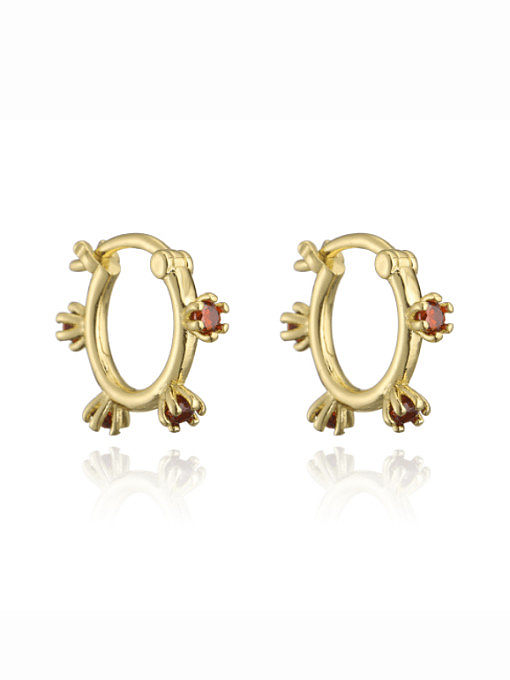 Brass Rhinestone Geometric Vintage Huggie Earring