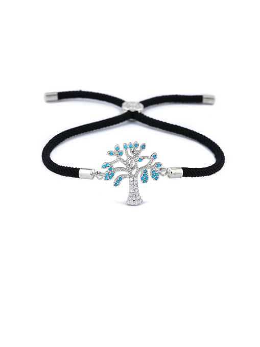 Brass Cubic Zirconia Tree Minimalist Adjustable Bracelet