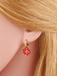 Brass Enamel Clover Vintage Huggie Earring
