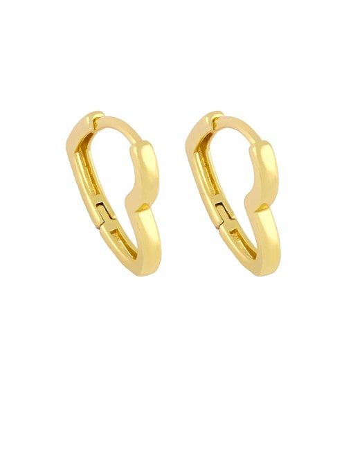Brass Heart Minimalist Huggie Earring
