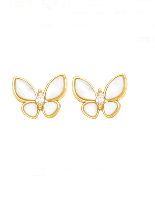 Brass Shell Butterfly Minimalist Stud Earring