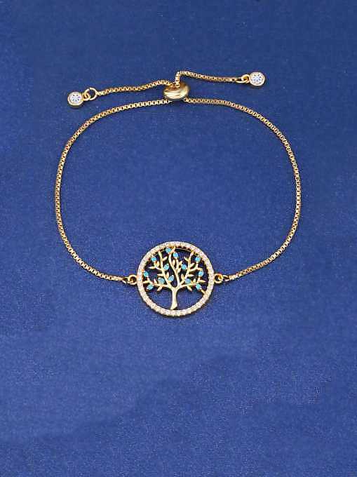 Brass Cubic Zirconia Tree Ethnic Link Bracelet