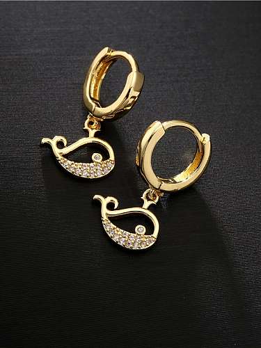 Brass Cubic Zirconia Fish Vintage Huggie Earring