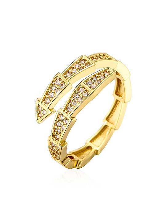 Brass Cubic Zirconia Geometric Hip Hop Band Ring