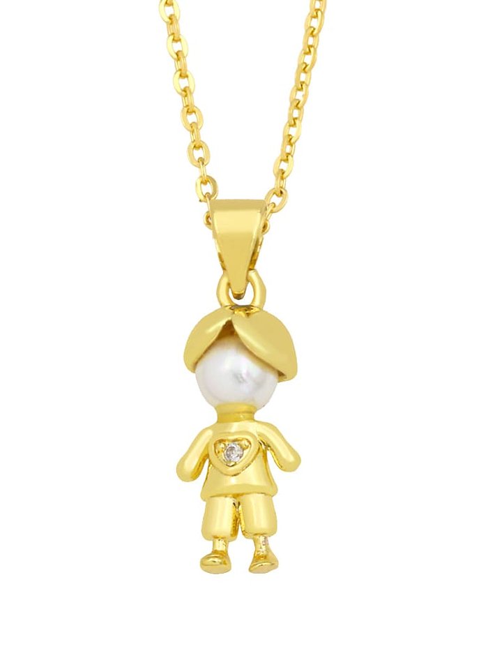 Brass Imitation Pearl Icon Hip Hop Necklace