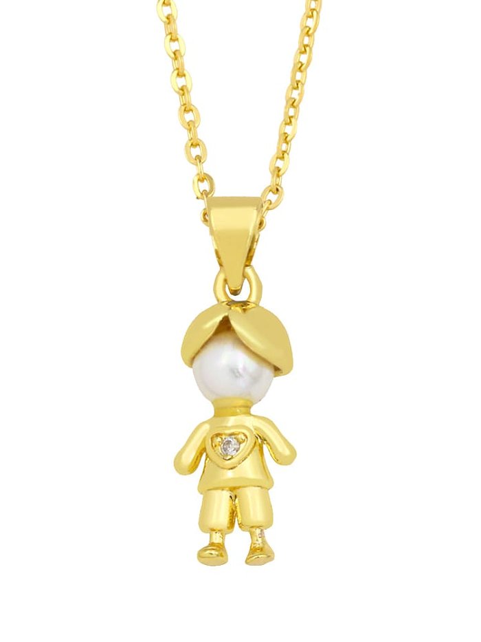 Brass Imitation Pearl Icon Hip Hop Necklace