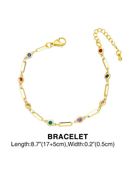 Ensemble bracelet et collier multicolores en laiton et zircone cubique en forme de cœur de Bohême