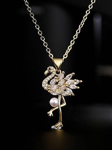 Brass Cubic Zirconia Bird Vintage Necklace