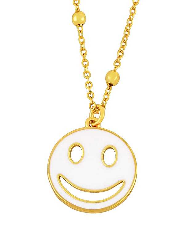 Collier Hip Hop Smiley Émail Laiton