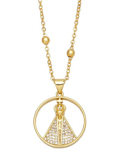 Brass Cubic Zirconia Cross Vintage Necklace